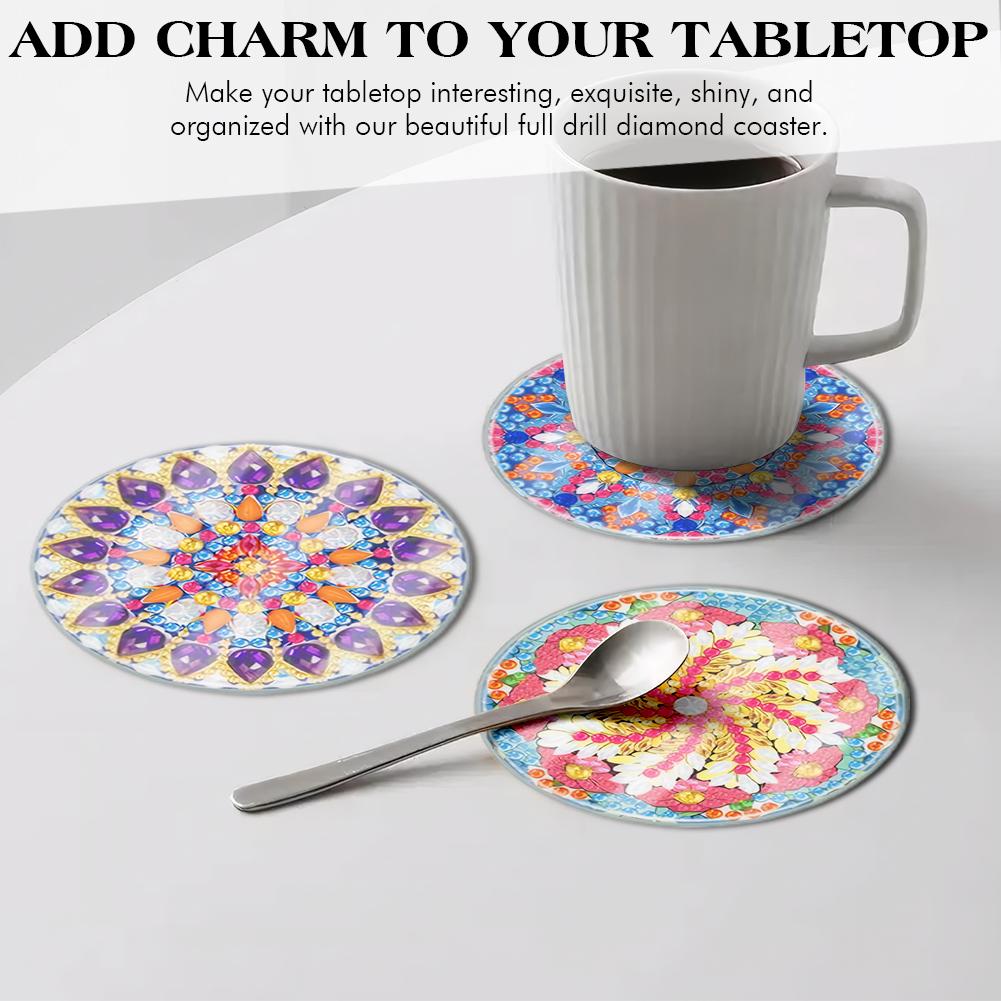 6PCS Special Shape Diamond Painting Art Coaster Kit Acrylic Diamond Painting Coasters Kits Washable Diamond Painting DIY Coaster