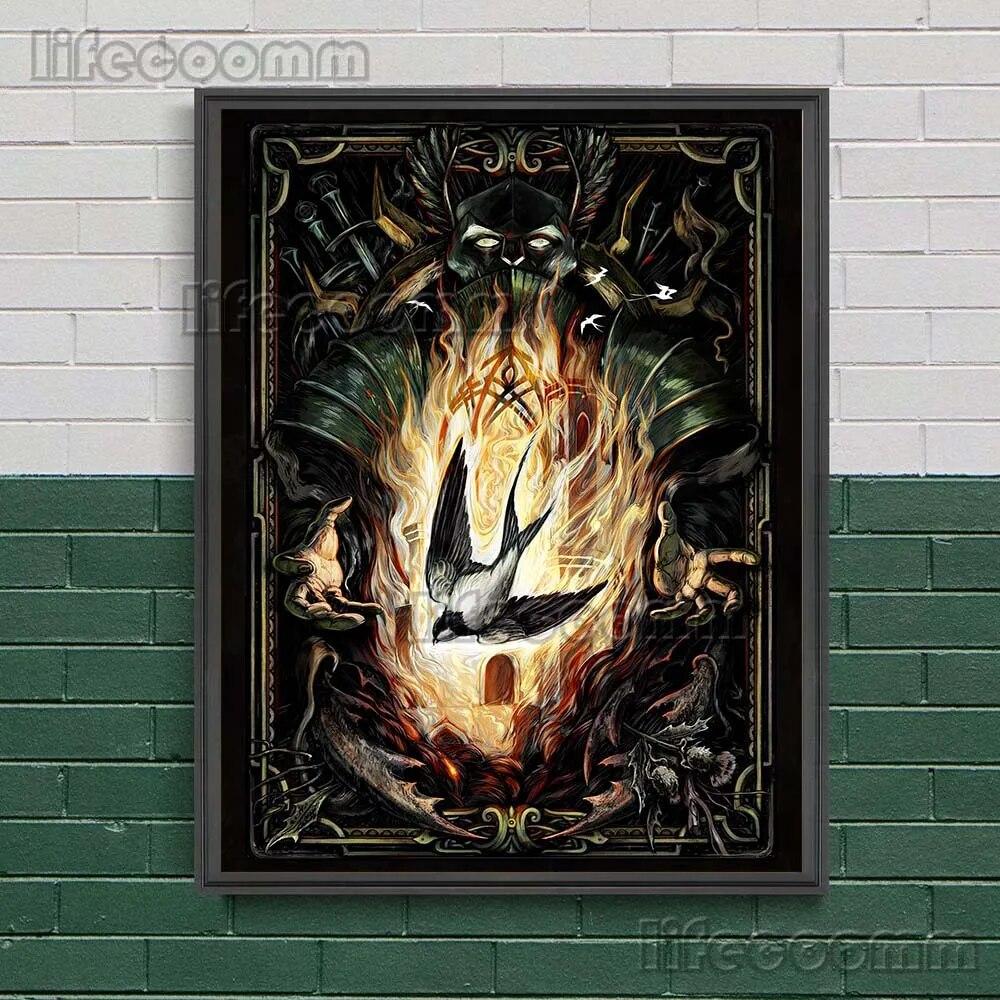 Pemburu Setan Misterius Lukisan Kanvas Seni Dinding Antik Sihir Gelap Poster Seni Dunia Cetak Dekorasi Rumah Tanpa Bingkai No Frame