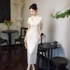 New Chinese style improved temperament cheongsam 1011 new summer young girl beige retro style high sense