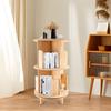 2 Tiers 360° Rotatable Wood Bookshelf Storage Cylindrical Display Shelf Freestanding Bookcases & Shelving Living Room Furniture