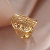 Lucktune Baroque Flower of Life Rings Stainless Steel Gold Color Adjustable Finger Ring for Women Vintage Jewelry Couple Gift