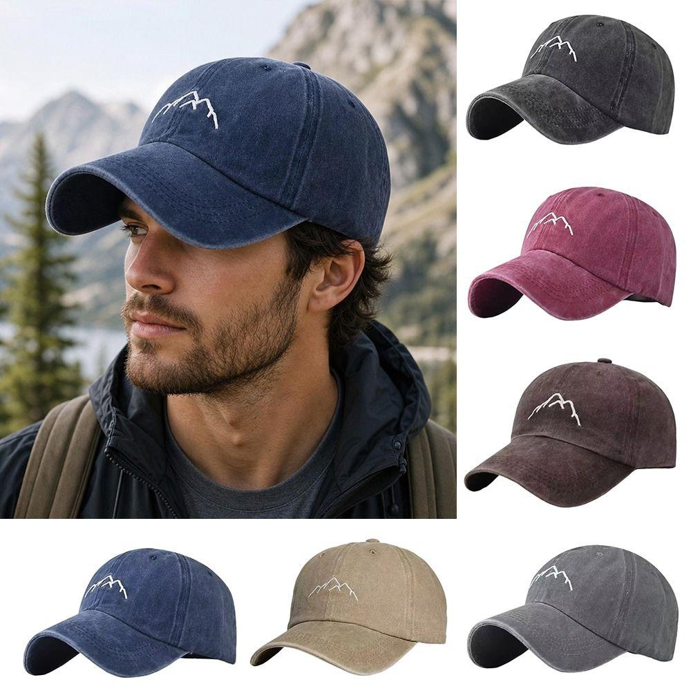 Adjustable Baseball Caps Mountain Embroidery Sun Headwear Vintage Trucker Hat Summer