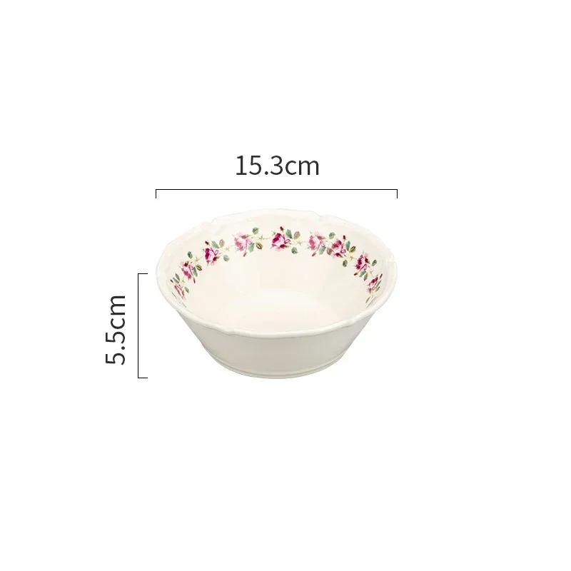 French Style Rose Ceramic Plates Light Luxury Restaurant Dessert Salad Bowls Delicious Dishes Dining Plate Exquisite Tableware