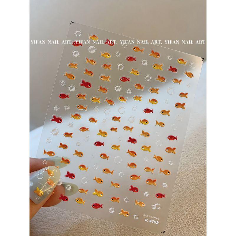 

Yifannail [Underwater Goldfish] Summer Cool Little Fish Bubble Nail Stickers Cute Mini Fish J184 J184-1. [small relief fish. 1]]