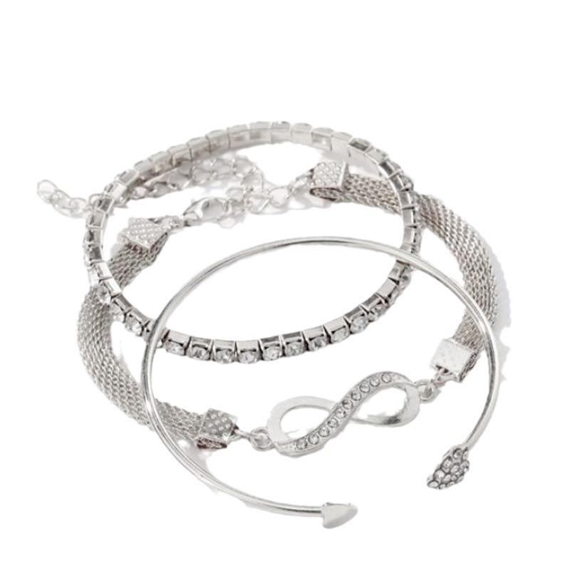 New Women's Love Open Bracelet, Creative Design, Simple Lucky 8-character Bracelet Three-piece Set