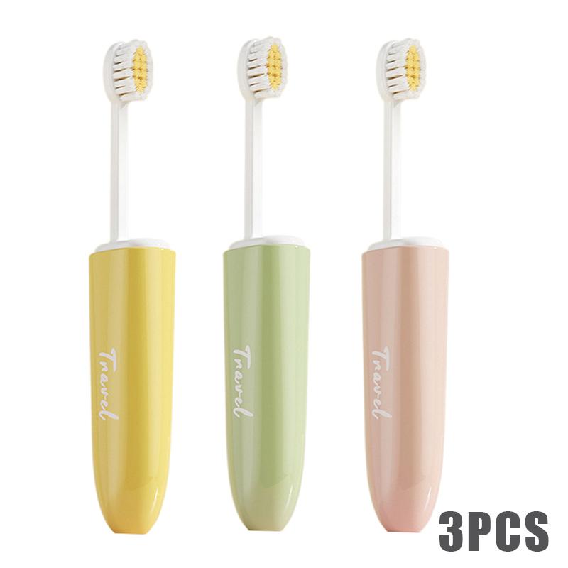 2 In1 Mini Travel Toothbrush Foldable Portable Small Dental Brush Space-saving Soft Tooth Brush Adult Toothbrush