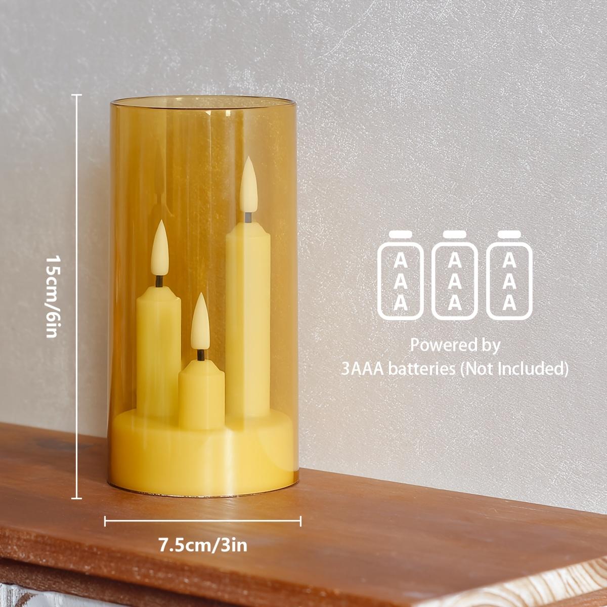 

Flickering 3 Wick LED Candles Light Flameless 3-in-1 Electronic Lamp for Home Festival Holiday Party Wedding Anniversary Decor золотий