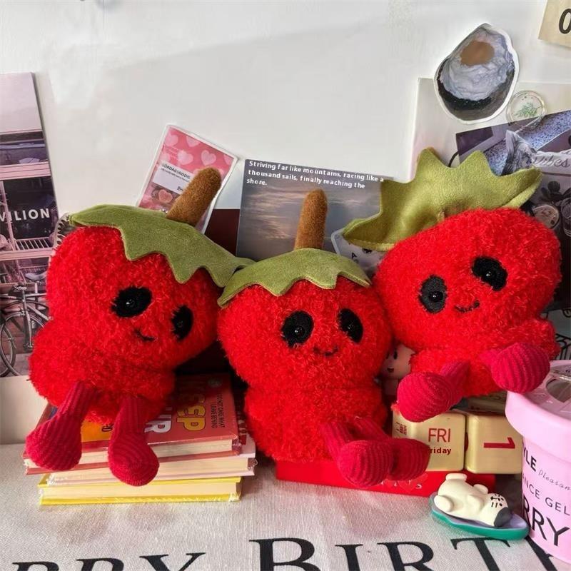 1/2 Pcs Cute Evil Tomato Plush Doll Toy Keychain Pendant Bag Hanging Decor Backpack Charm Halloween Birthday Gift Couple Keyring