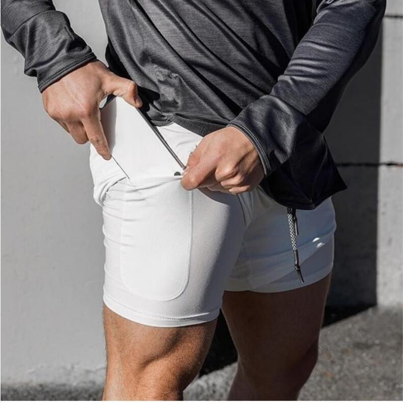 2 In 1 Sports Shorts Men's Gym Fitness Quick-drying Running Training Casual Basketball Shorts