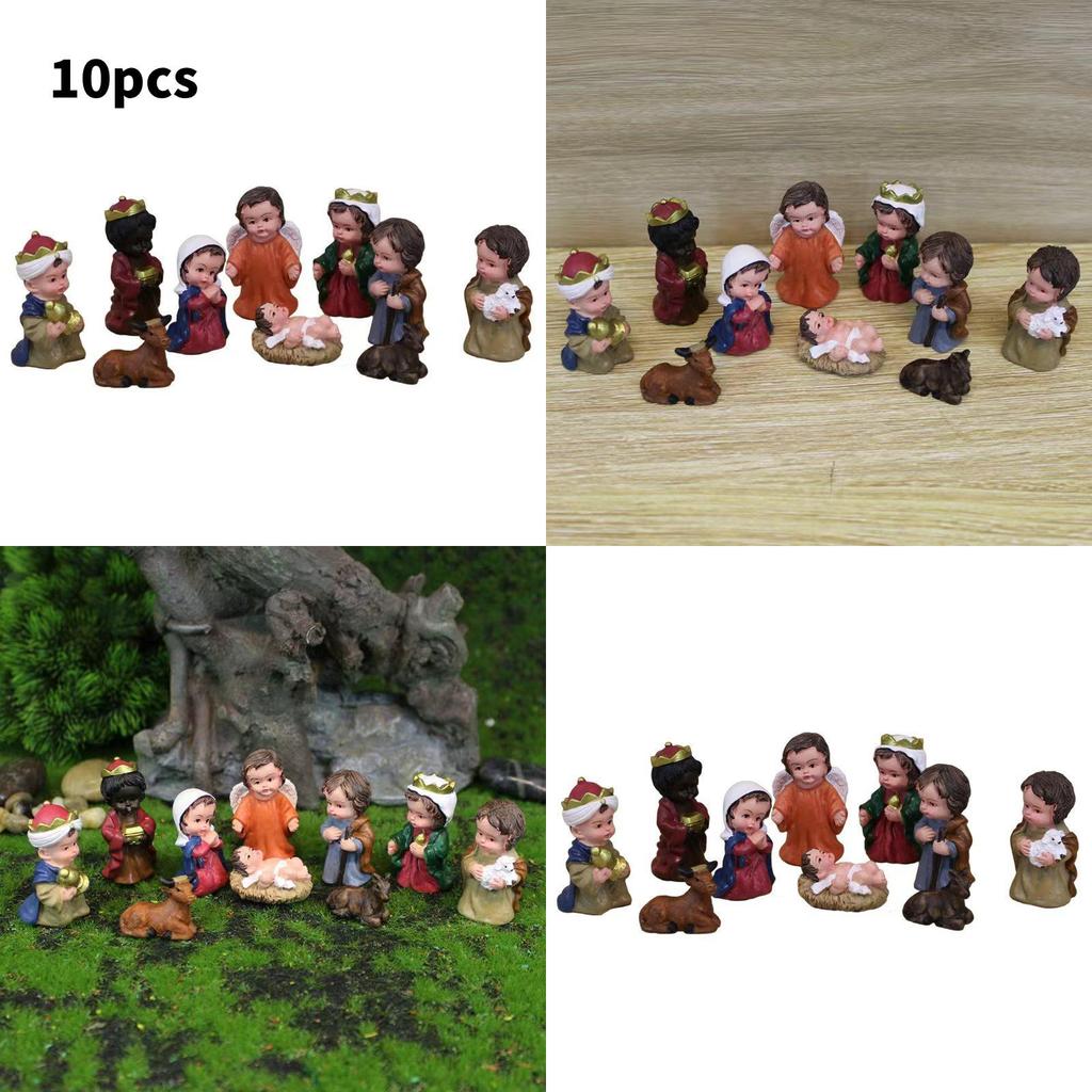 Creative Nativity Set Resin Craft Figurines With Holiday Scene Decor For Christmas Gifts