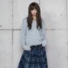 LALAFOX Destroyed V-Neck Knit Grey Br4Kl001