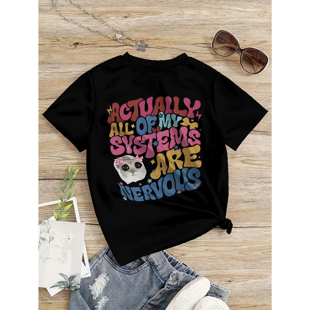 Black Children's Sad Hamster Clothing for Girl Girls Clothes Kids T-shirts 10 Year Old Girl Clothes Child T-shirt Top Graphic