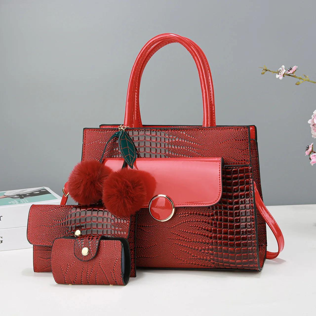 

Набор из 3 предметов женской композитной сумки, высококачественная кожаная женская сумка, текстурированная сумка через плечо с каменным узором, женская сумка через плечо