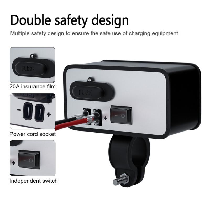 Motorcycle Charging Usb Mobile Phone Charger 12V Waterproof Pd Fast Charging Car Cigarette Lighter With Switch Actual Voltage Graph Check