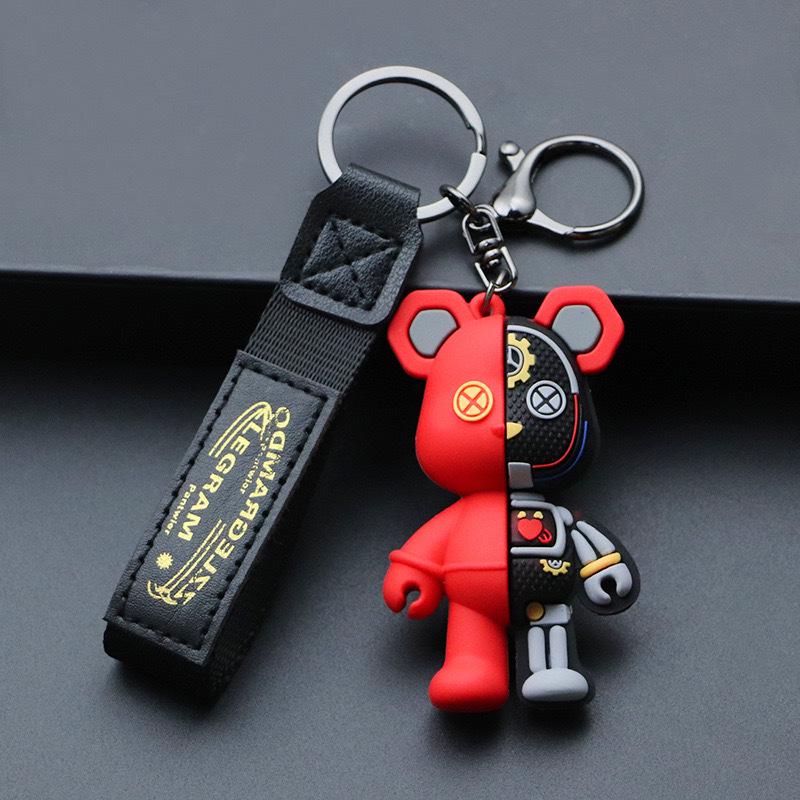 Trendy Cartoon Bear Keychain: Cute Mechanical Bear Bag Charm Pendant Gift