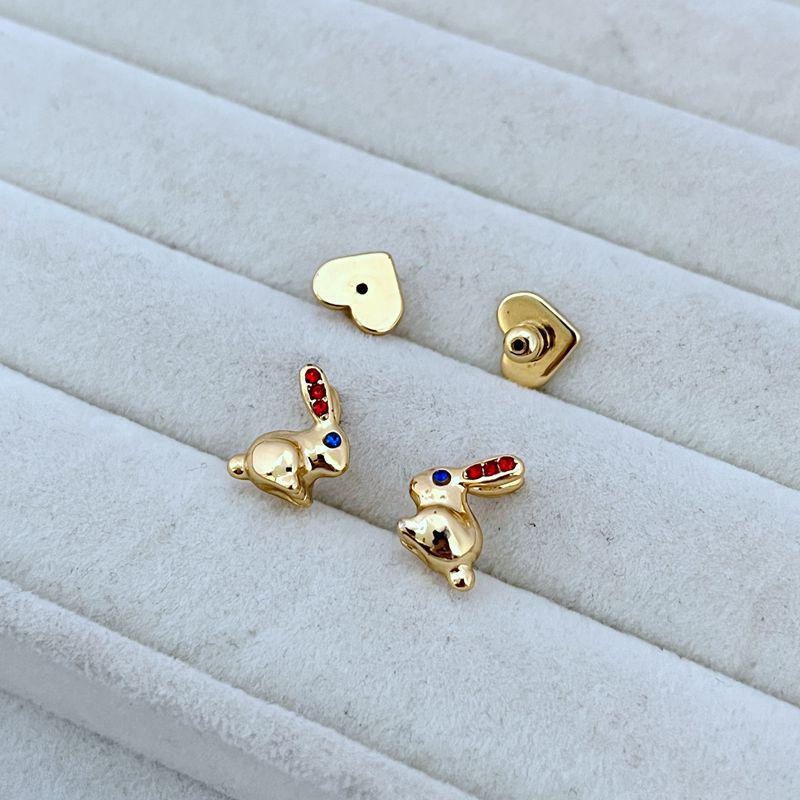 Glossy Metal Rabbit Stud Earrings - Minimalist, Cute, Light Luxury