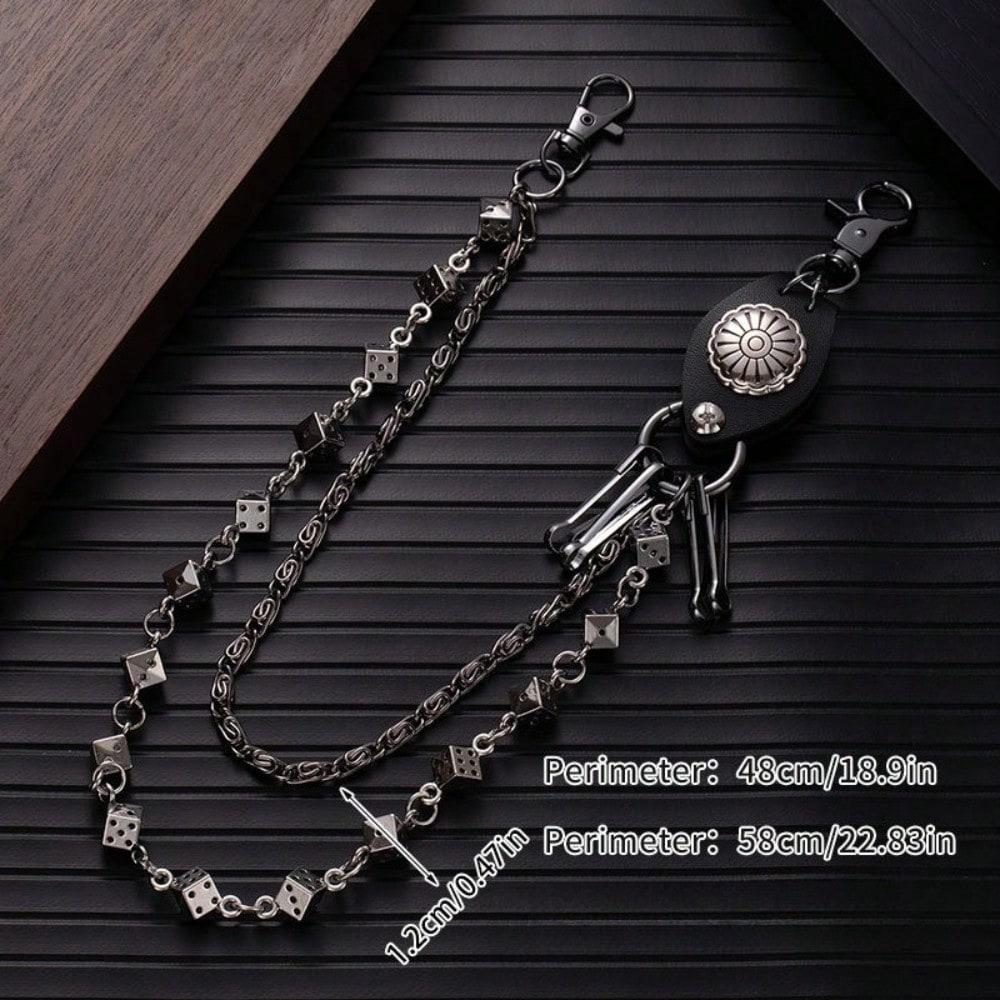 European and American Dark Punk Style Dice Skull Pants Chain Waist Chain Bracelet Necklace Jeans Chain Trendy Cool Personality Hip Hop Accessories