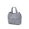 Daks Blue Cowhide Flower Punching Tote Bag S Dcba6e595b2