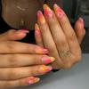 24PCS Red French-Edge Short Oval False Nails With Cherry Design And Reusable Acrylic False Nails Are Suitable For Daily Wear