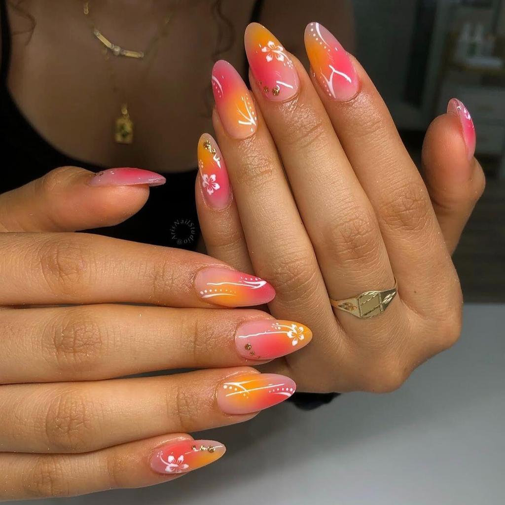 24PCS Red French-Edge Short Oval False Nails With Cherry Design And Reusable Acrylic False Nails Are Suitable For Daily Wear