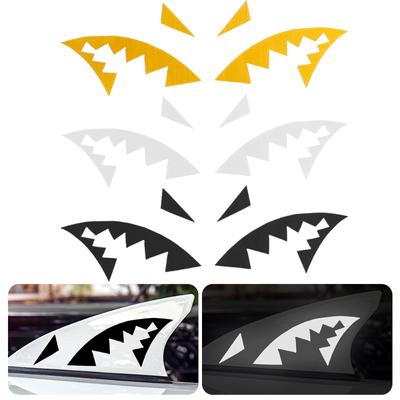Car Shark Mouth Reflective Stickers Car Antenna Shark Fin Vinyl Decals Sticker Night Safety Mark Auto Decoration Accessories