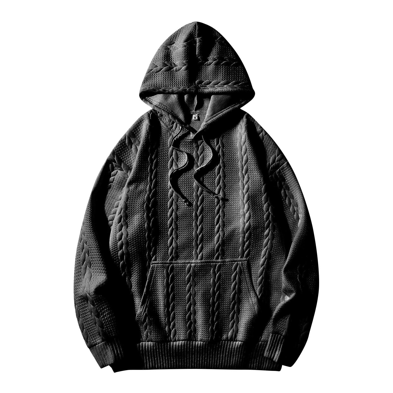 

Мужская однотонная повседневная толстовка с капюшоном, длинный рукав, пуловер, толстовка XXL чёрный