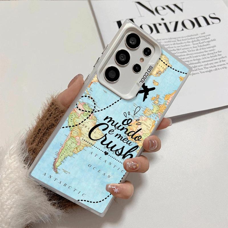 Travel Map Artistic Pattern Shockproof Phone Case for Samsung Galaxy S26 Edge S25 Ultra S24 FE S23 Plus S21 Cover Anti Fall Fund