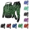 Men's Casual Christmas Print Hoodie and Straight-Leg Sweatpants Two-Piece Set for Holiday Celebration