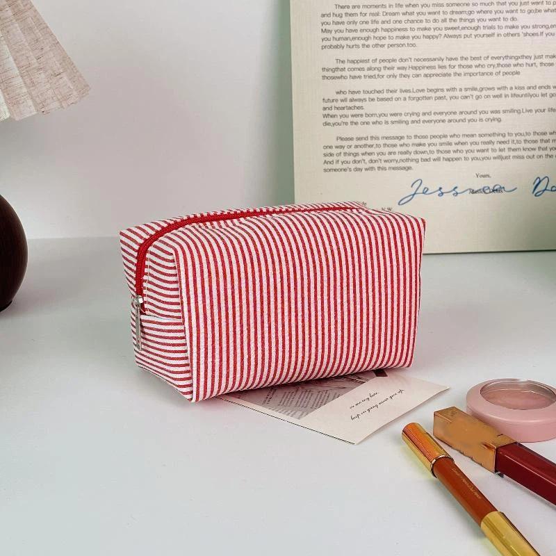 Fashion Women Stripfashion Women Sed Cosmetic Bags Striped Storage Make Up Bags For Women Lady With Zipper Travel Bag Makeup Bag