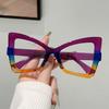 Butterfly Shaped Glasses Women Fashion Oversize Blue Light Blocking Optical Frames Trendy Patchwork Rim Design Eyeglasses