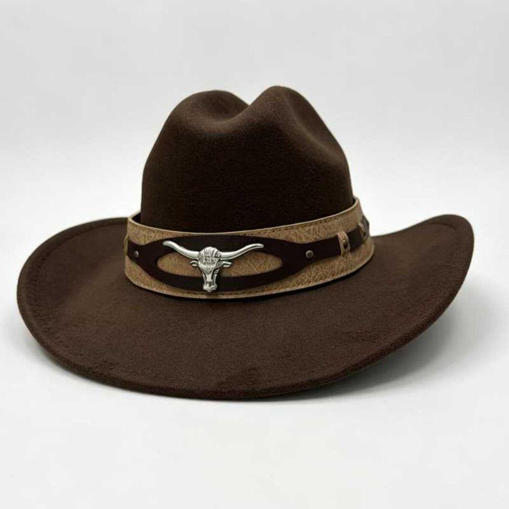 Bull Skull Fedora Hat Dress Up Jazz Top Hat Classic Western Cowboy Hat Disco Party