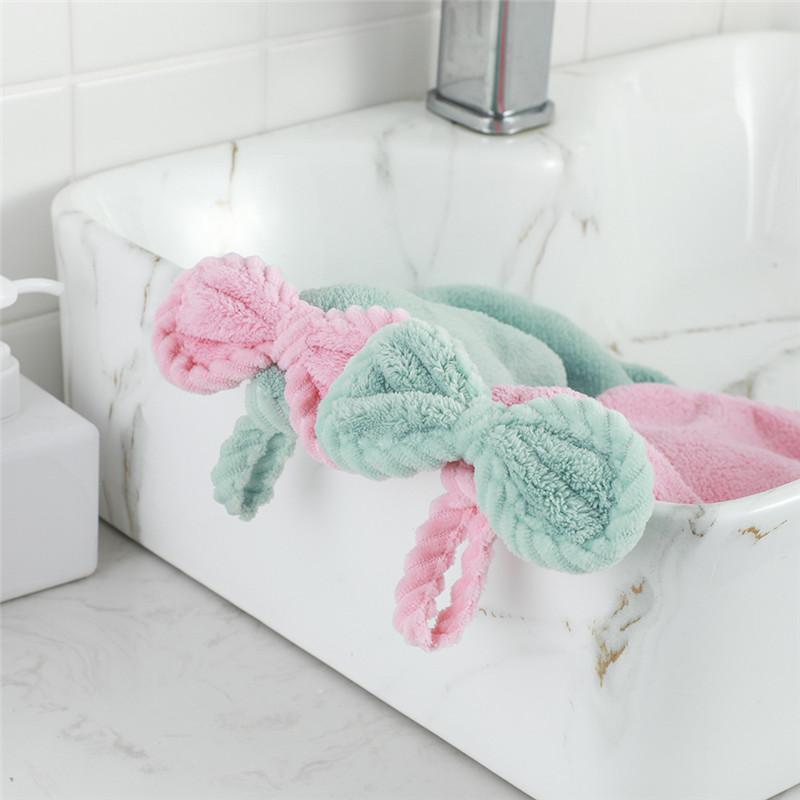 Coral Velvet Bowknot Soft Hand Towels Bathroom Thickened Microfiber Towel Absorbent Cleaning Rags Home Kitchen Wipe Dishcloths
