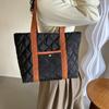 Women Retro Personality Large Capacity Quilted Shoulder Bags Casual Contrast Color Handbags Oxford Padded Tote Shopping Bags MIT