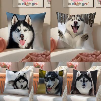 Siberian Husky Cushion Cover Linen Cushion Cover Soft Decorative Case For Sofa Home Decor