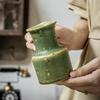 Mottled Japanese-Style Coarse Pottery Green Vase Tea Room Homestay Flower Arrangement Export Retro Style Ornament