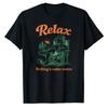 Retro Relax Nothing Is Under Control Bear Camping Forest Sunset Graphic Unisex Cotton T Shirt Print Outdoor Leisure Casual Tees