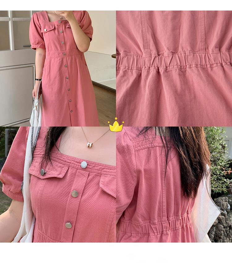 Double Heaven 2024 Summer Plus Size Square Neck Denim Dress - Style D010AB