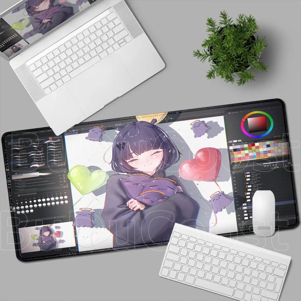 Locking Edge Hololive Computer Office Keyboard Mat XXL Kawaii Anime Girl Ninomae Ina'nis Mousepad Large Office Cabinet Table Mat