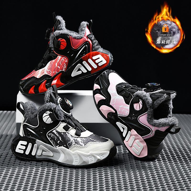 Chitu 2025 Winter Jungen Basketballschuhe - Trendig, mit Baumwoll-Fleece gefüttert zum Laufen