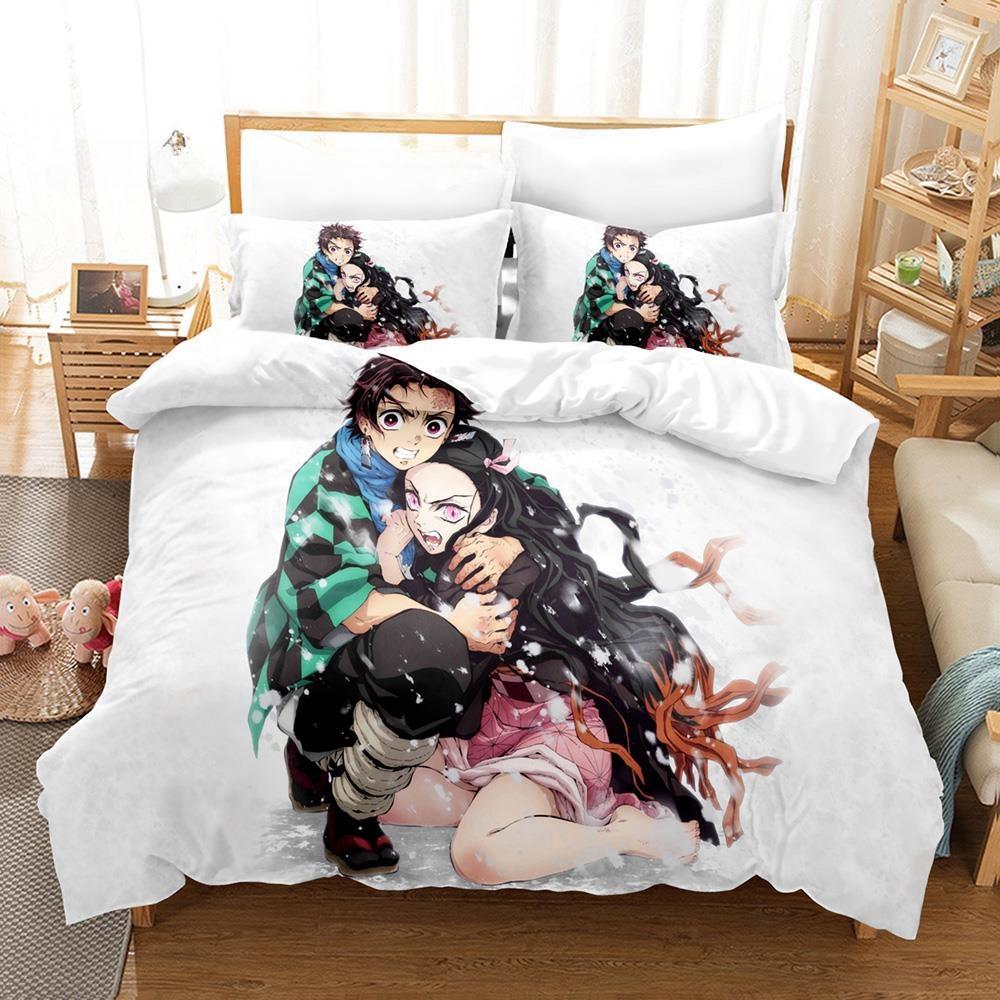 Fashion Anime Demon Slayer Bedding Collection Single Twin Full Queen King Size Bed Collection Adult Kid Bedroom Duvet Cover Collection Home Textiles