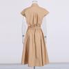 French Retro Women's Clothing Suit Lapel Short-sleeved Single-breasted Top Embroidered Hollow Skirt Women