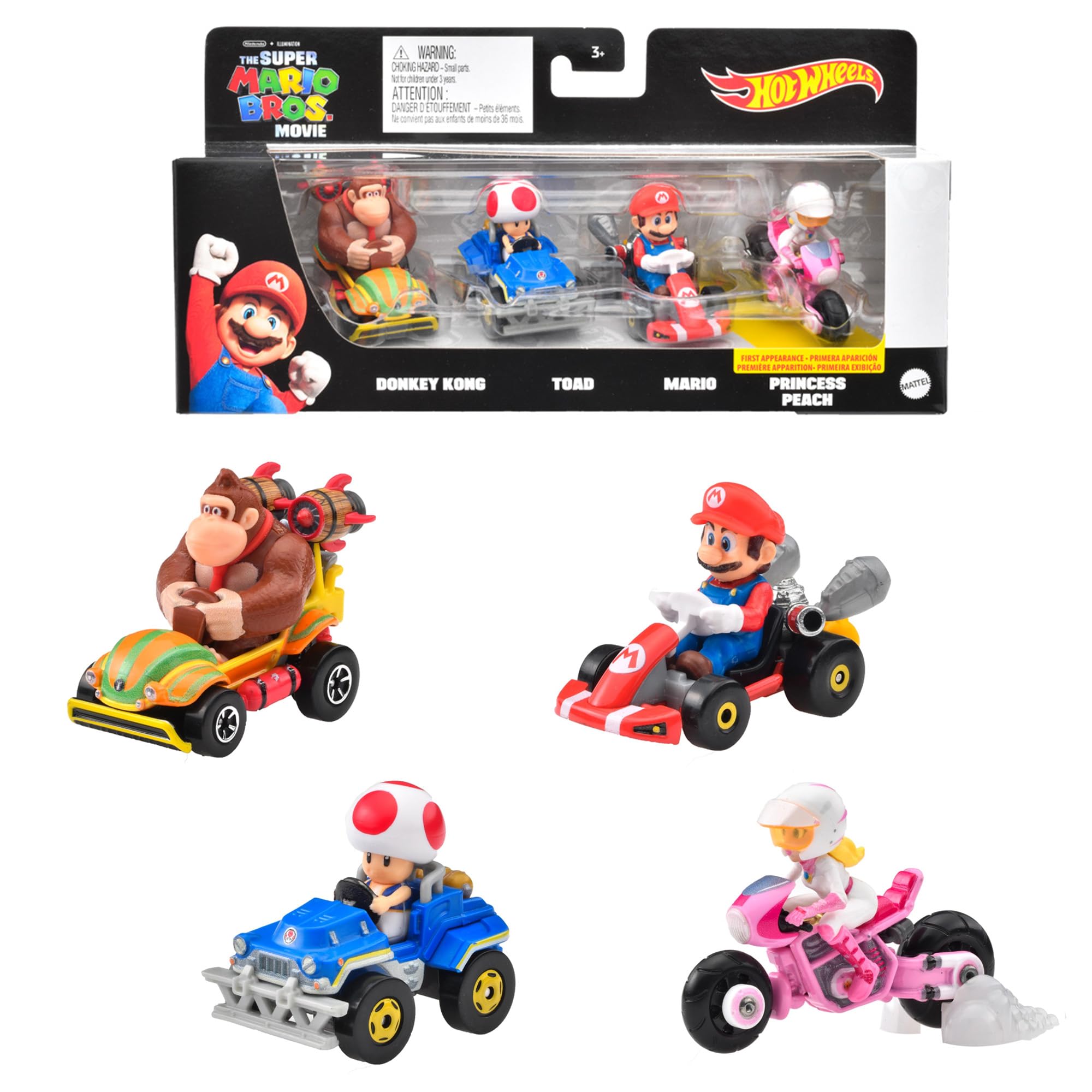 

Hot Wheels Mario Kart 4 Pack The Super Mario Movie лет и - Bros. [3 вверх] 986M-GWB36