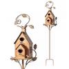 Casa de pájaros de metal para exteriores con poste Decoración de jardín Estaca para casa de pájaros para decoración de patio exterior