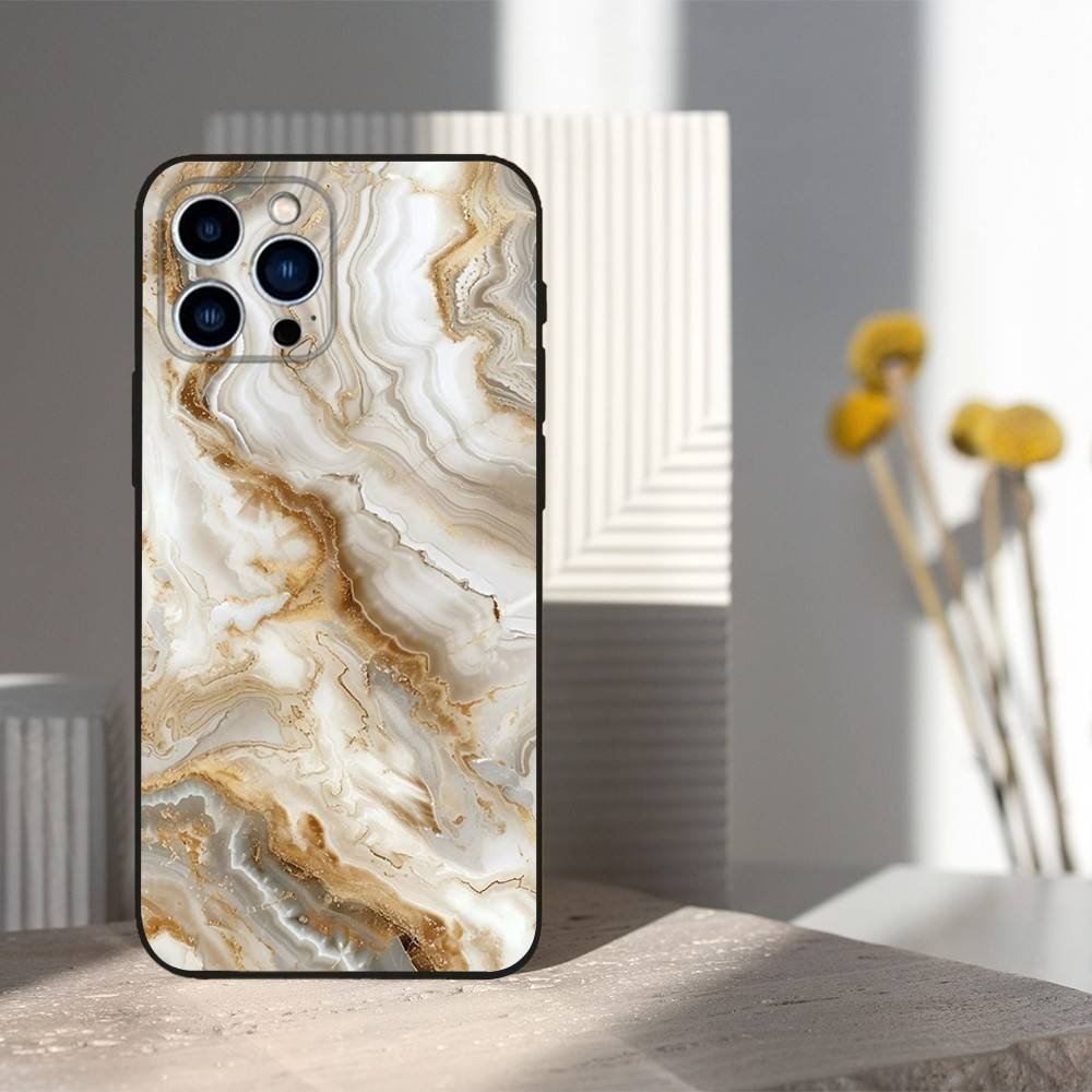 Black Gold Art Marble For iPhone 12,14,13,15,16,11,17,X,Mini,XR,SE,XS,Plus,Pro,Max,8,7,Soft Silicone Black Case