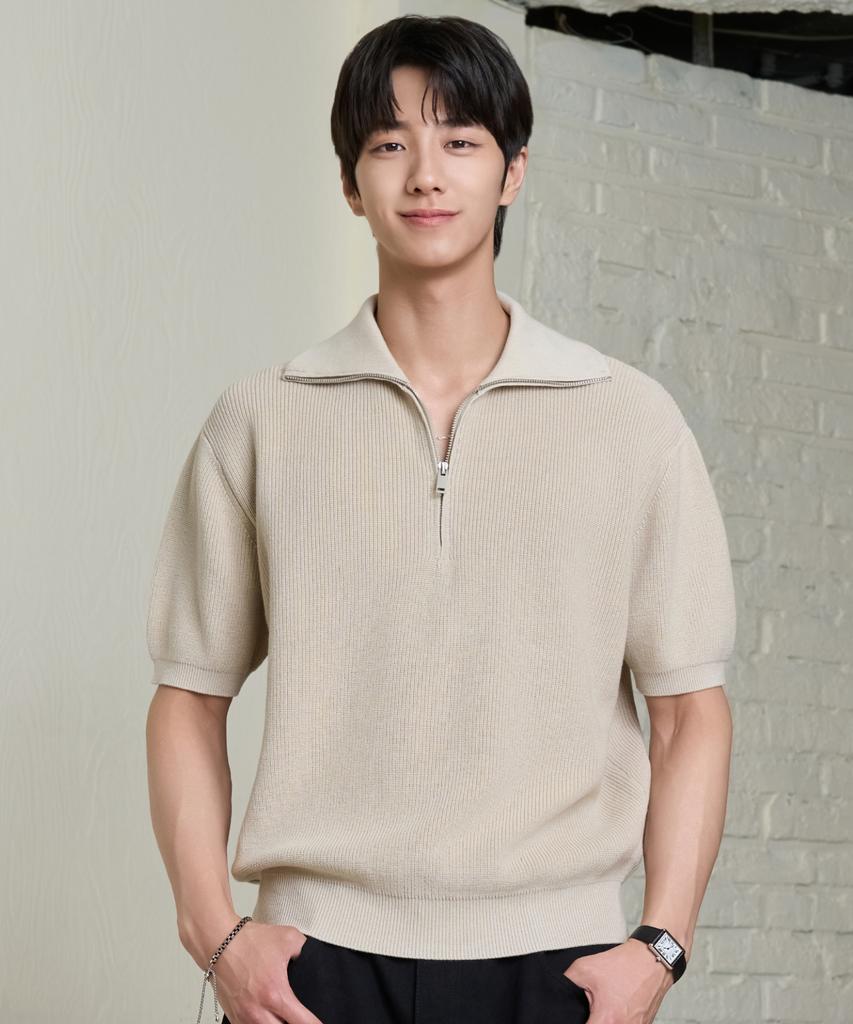 HYOJI 26 Ss Washable Cotton Half Zip-Up Crop Knit (8 Colors) (Type B)