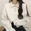 Autumn 2023 Women's College Style Long Sleeve Polo Sweatshirt - Age-Reducing Loose Fit