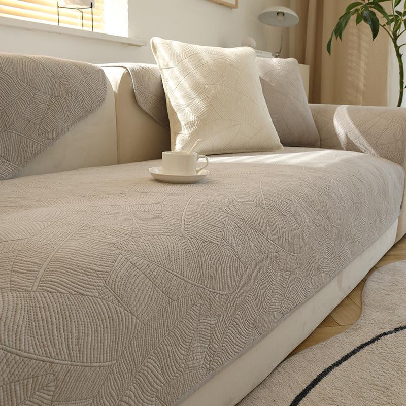 Solid Color Pure Cotton Sofa Cushion for All Seasons, Non-slip Solid Color Fabric Simple Cushion, Leather Sofa Cover Cover