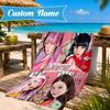 Custom Name Neon Kpop BP Beach Towel Microfiber Beach Towel, Lightweight and Quick-Dry, for Summer Travel, Swimming Pool Gift