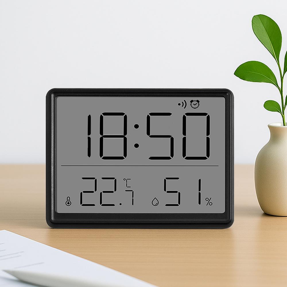 Leto Silent Digital Desk Clock With Temperature And Humidity (Magnetic Attachment)