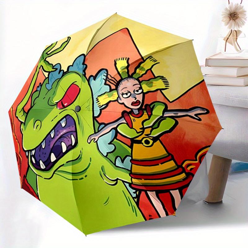 Rugrats Go Wild Automatic Umbrella - Foldable with 8 Iron Ribs, Portable for Outdoor, Gift, Outdoor Umbrell, Playful Accessory, Durable High